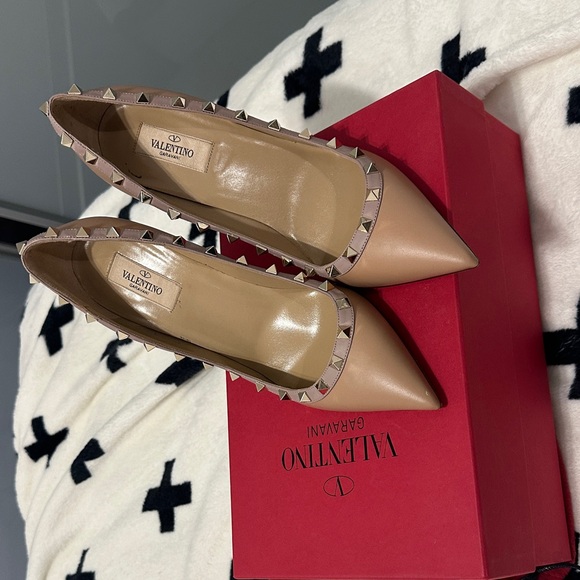 Valentino Shoes - Valentino Beige Studded Heels